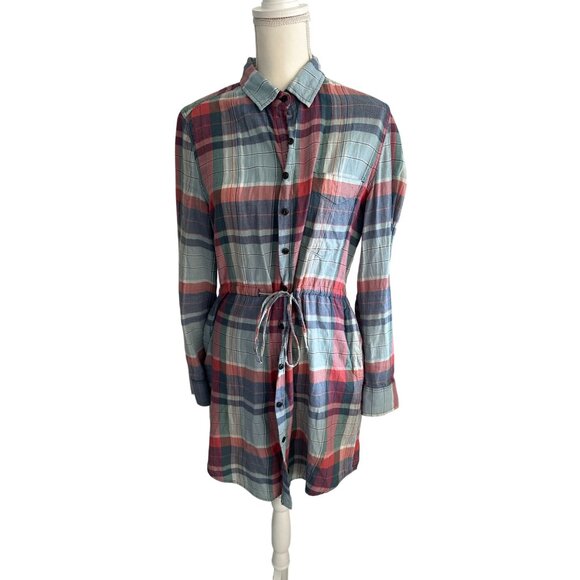 JACHS GIRLFRIEND Tops - JACHS GIRLFRIEND Plaid Button Down Tunic Top Size Medium